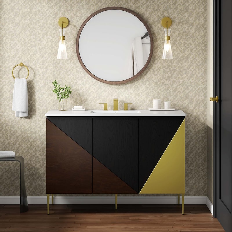 Alchemist Bathroom Cabinet Basin Not Included - White Black - 48" Single