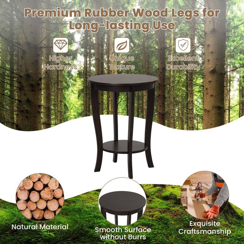 Costway 2 PCS 2-Tier End Table 18'' Round Compact Sofa Side Nightstand - See Details