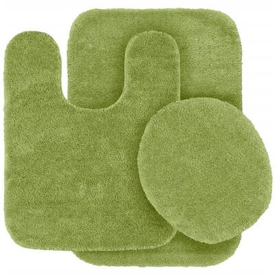 3pc Solid Non Slip Soft Bath Rug Set