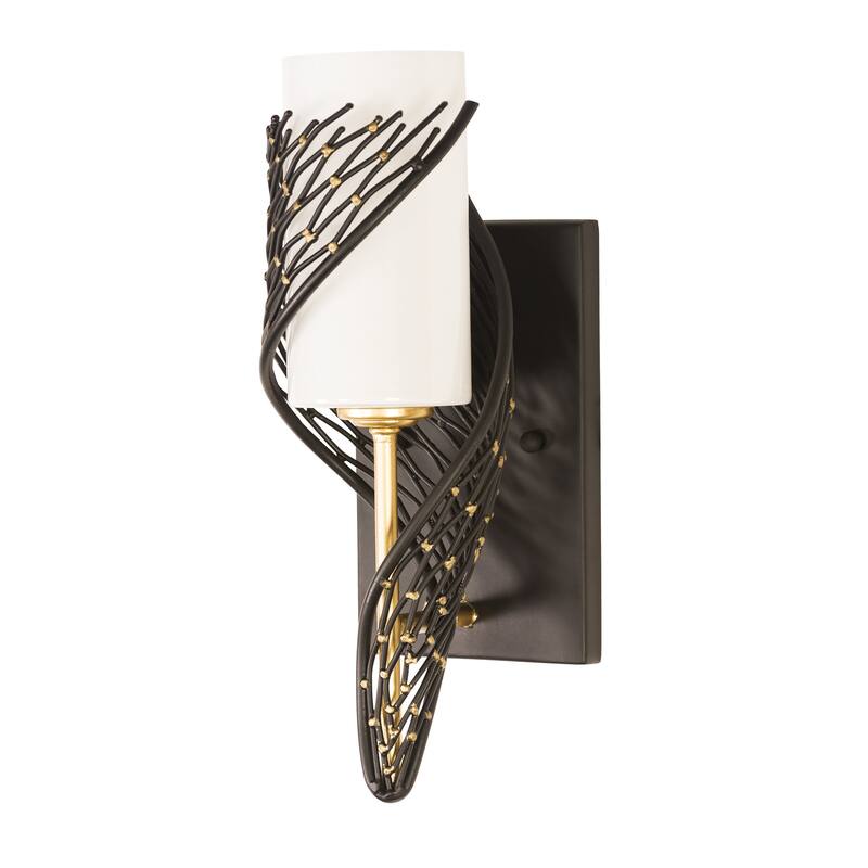 Varaluz Flow 1-Light Wall Sconce - Matte Black/French Gold