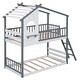 preview thumbnail 19 of 18, Twin Over Twin Bunk Bed Wood Bed with Roof, Window and Ladder, Natural