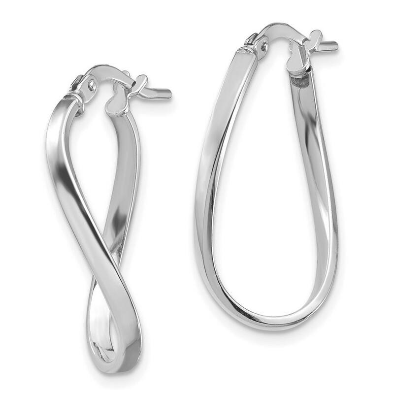 Curata 14k White Gold Polished Wavy Hoop Earrings - 23.2x14.7mm