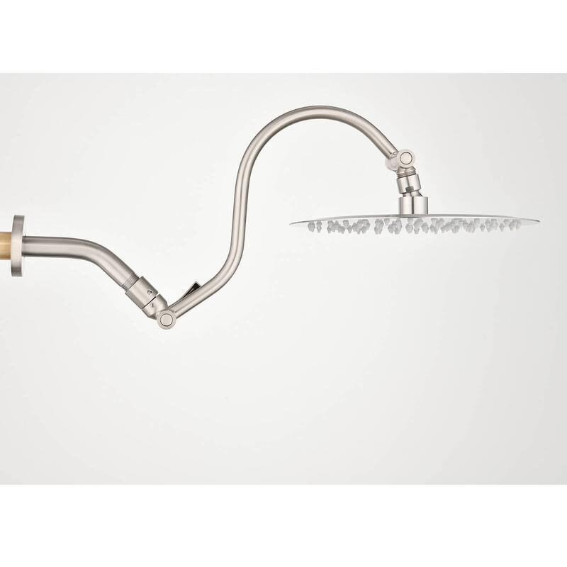 Bathlet 10" Rain Shower Head with Adjustable Height & Distance Extension Arm