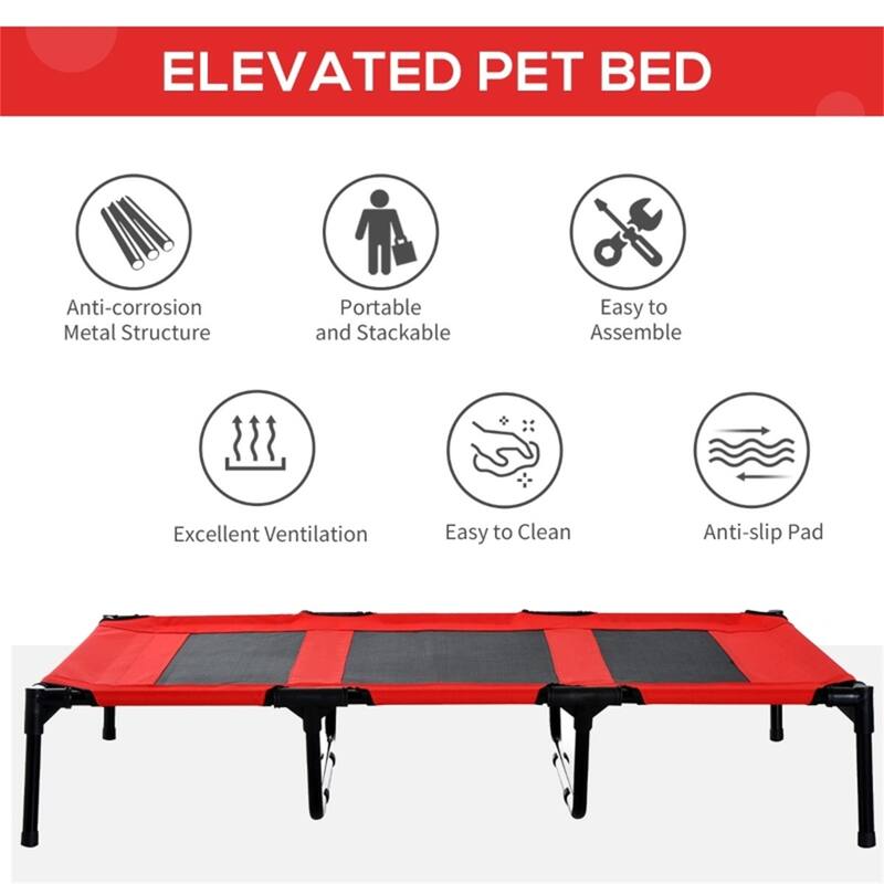 Elevated Pet Bed with Lightweight Steel Frame and Non-Skid Rubber Feet - 48" L x 36.25" W x 9" H