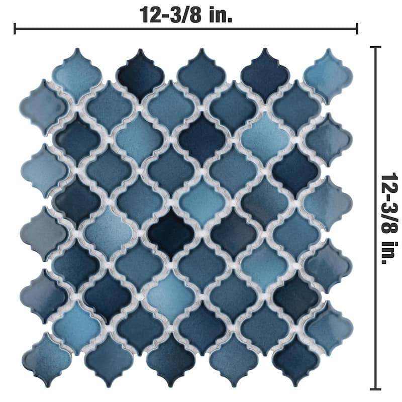 Merola Tile Hudson Tangier Glacier 12-3/8" x 12-3/8" Porcelain Mosaic Floor and Wall Tile