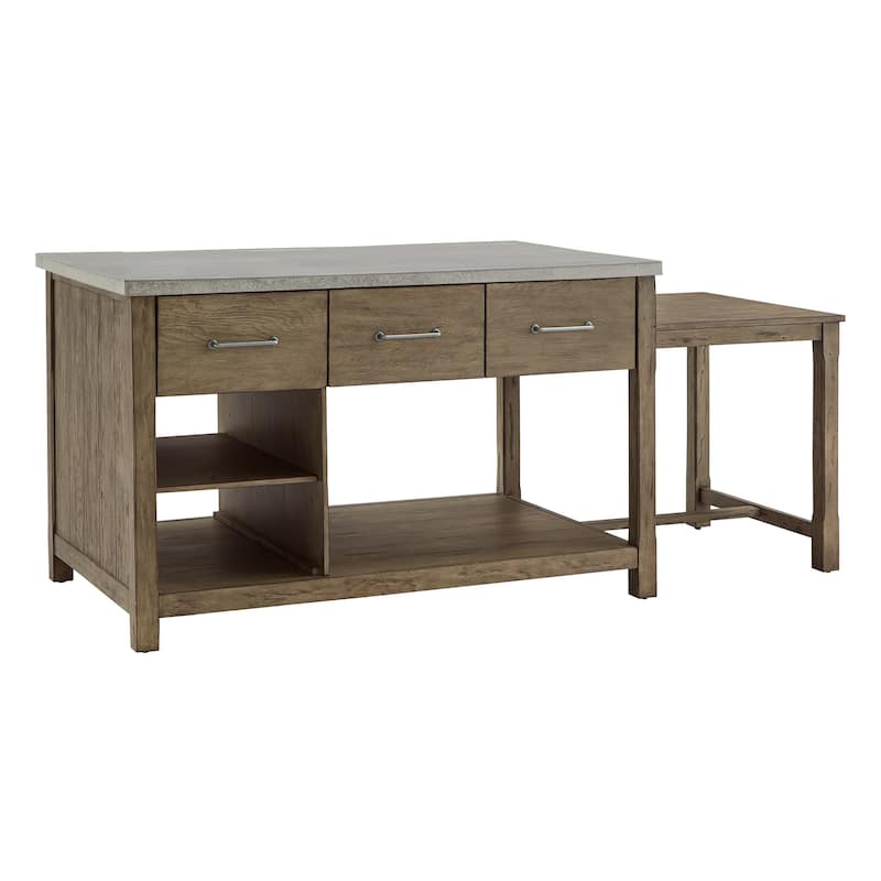 Tali Reclaimed Look Extendable Kitchen Island by iNSPIRE Q Classic - Grey Finish - Concrete Top