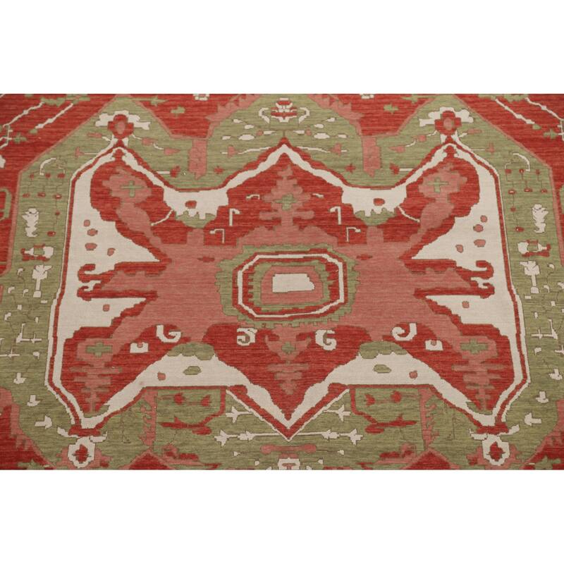 Red Heriz Serapi Turkish Oriental Area Rug Hand-knotted Wool Carpet - 9'9" x 13'0"