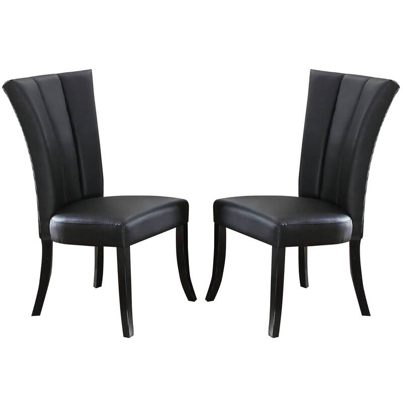 Leather Upholstered Dining Chair In Poplar Wood, Set Of 2,Black