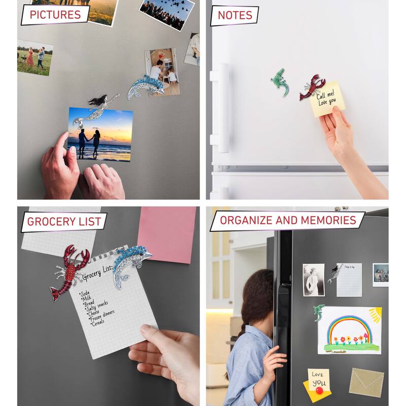 Aqua79 Beach Sparkling Refrigerator Magnet Set with Rhinestone - 4 Pcs - 1.75 inches