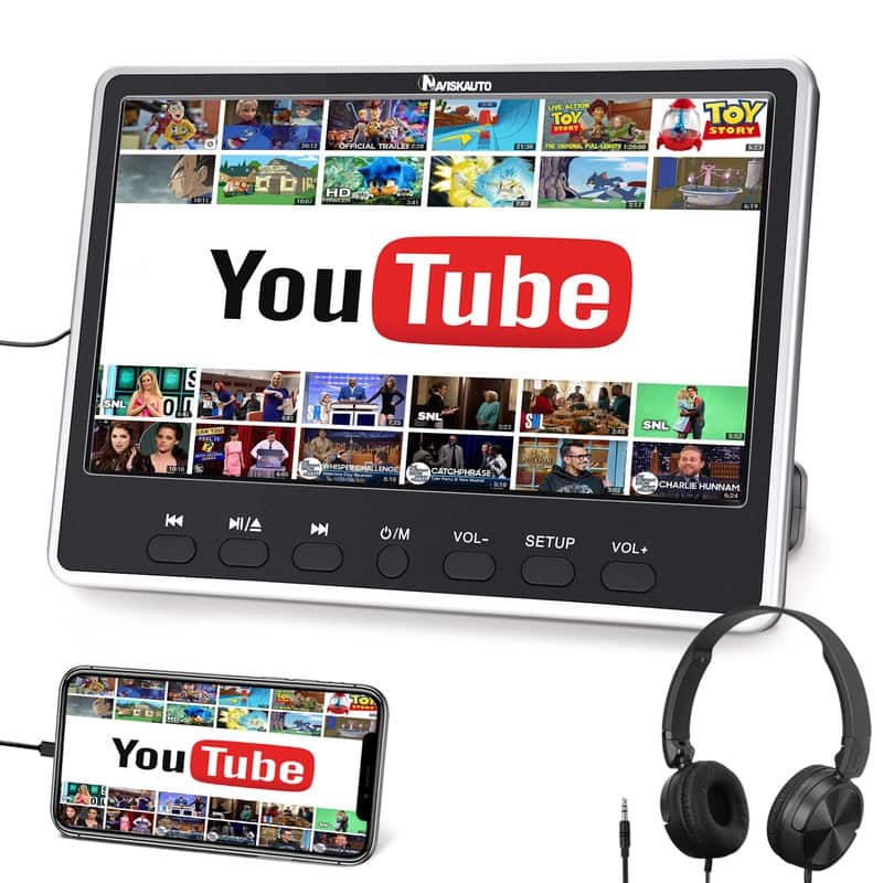 NAVISKAUTO 12'' Headrest Portable DVD Player Car DVD Player with Headphone