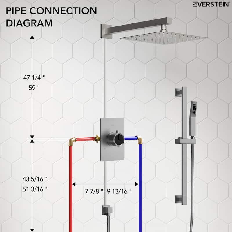 Slide Bar High-Pressure Balancing Shower System 10" Rainfall Shower Head with Handheld Shower
