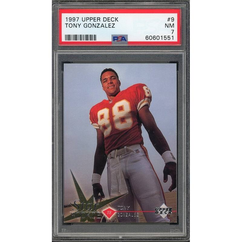 Tony Gonzalez 1997 Upper Deck Football Rookie Card #9 Graded PSA 7 - 8'6" x 11'6"