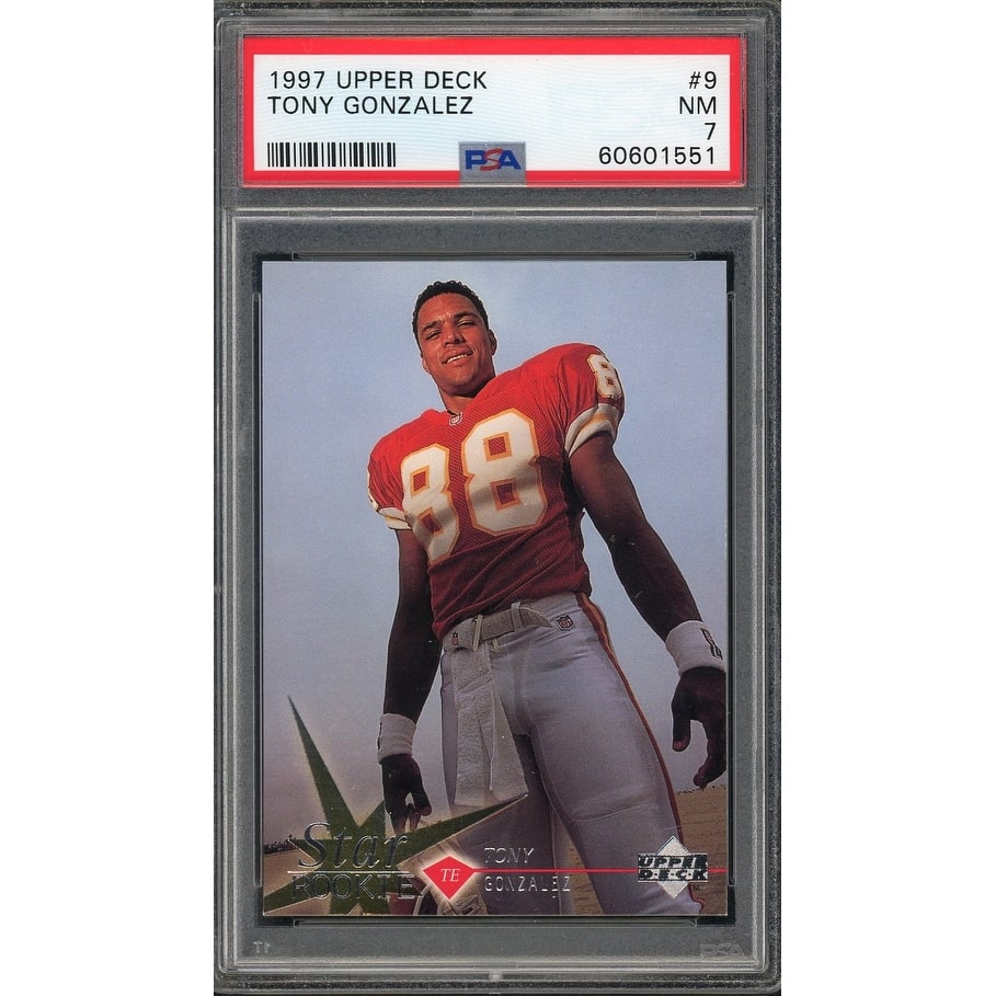 Tony Gonzalez 1997 Upper Deck Football Rookie Card #9 Graded PSA 7 - 8'6" x 11'6"