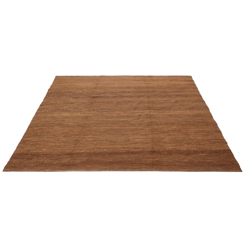 ECARPETGALLERY Flat-Weave Natural Brown Wool Tapestry Kilim - 9'9 x 8'11