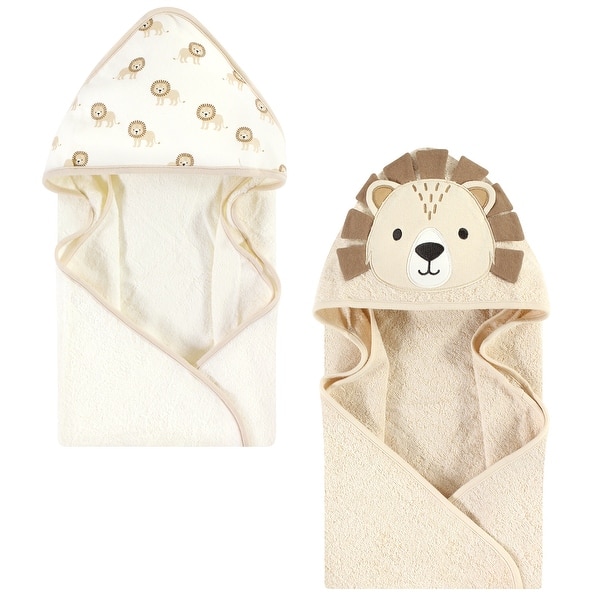 slide 1 of 1, Hudson Baby Cotton Animal Face Hooded Towel, Lion 2-Piece, One Size - Lion 2-Piece - One Size One Size - Lion 2-Piece