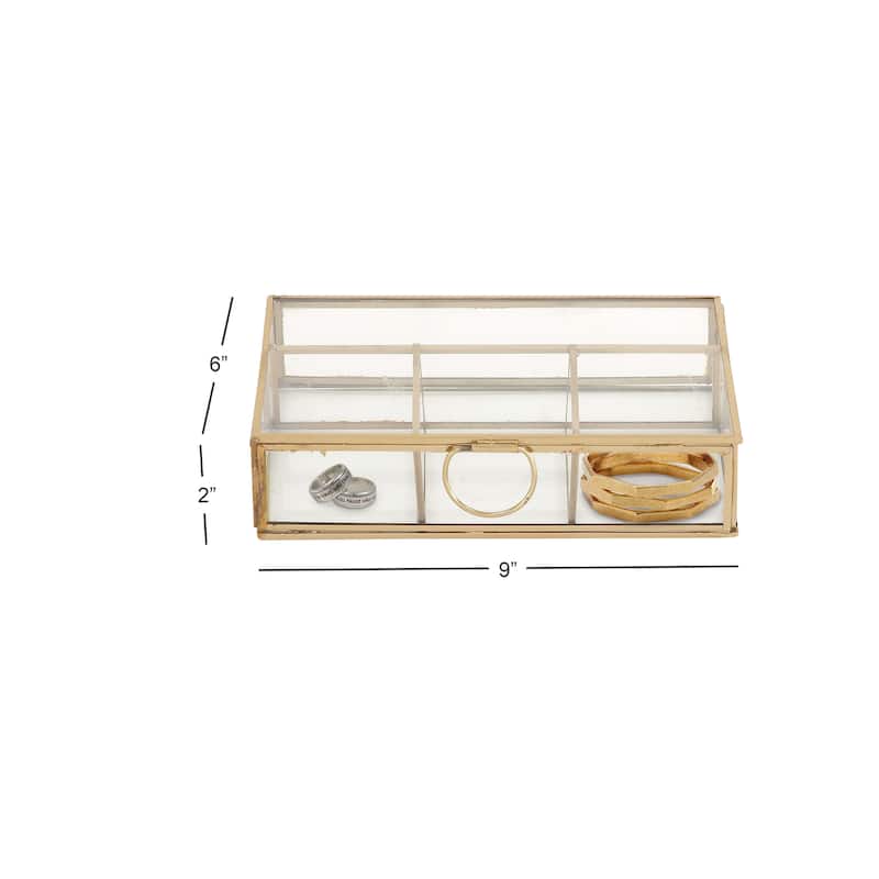 Glass Decorative Jewelry Box with Clear Glass - Gold - CosmoLiving by Cosmopolitan