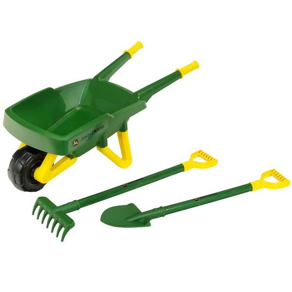 slide 2 of 5, John Deere: Wheelbarrow Set - Green & Yellow - 3pc, Ages 3+
