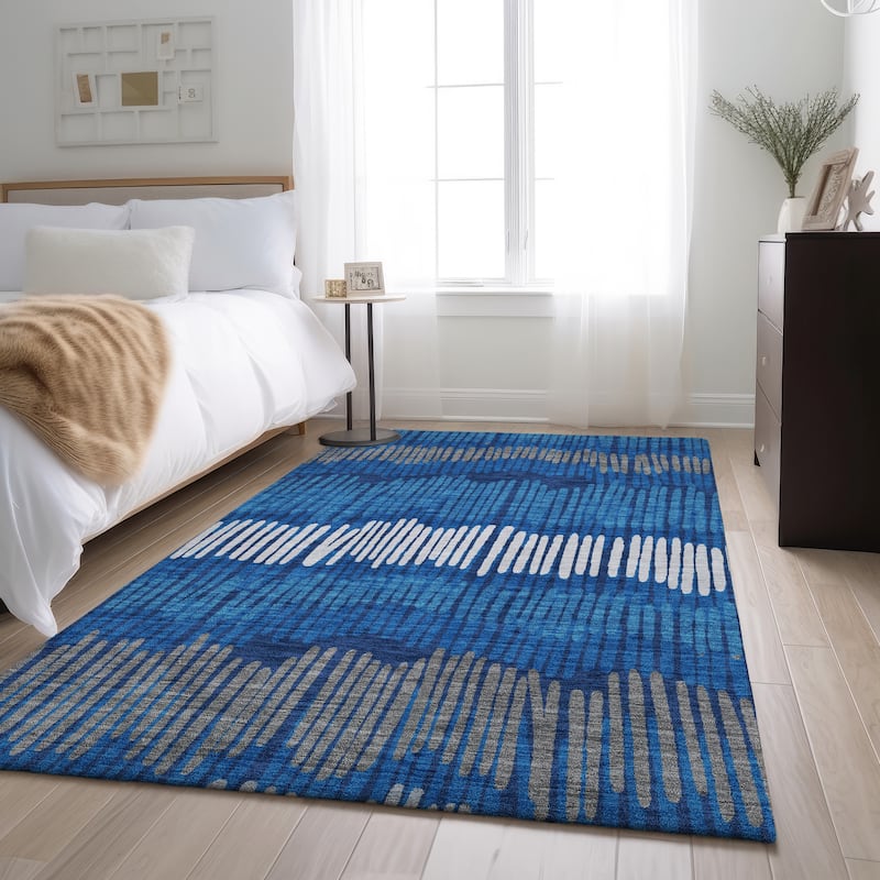 Premium Washable Super Soft Modern Sketches Mayfield Rug - Navy - 8' x 10'