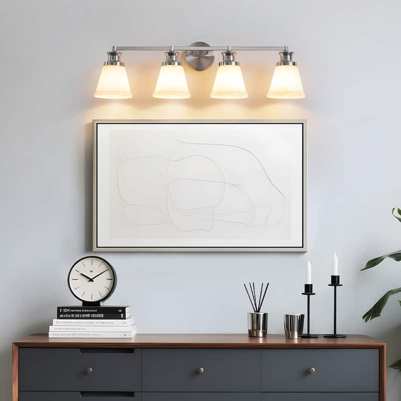 Modern Vanity Lights 3/4 Light Bathroom Dimmable Light Fixture Wall Sconce with Glass Shades