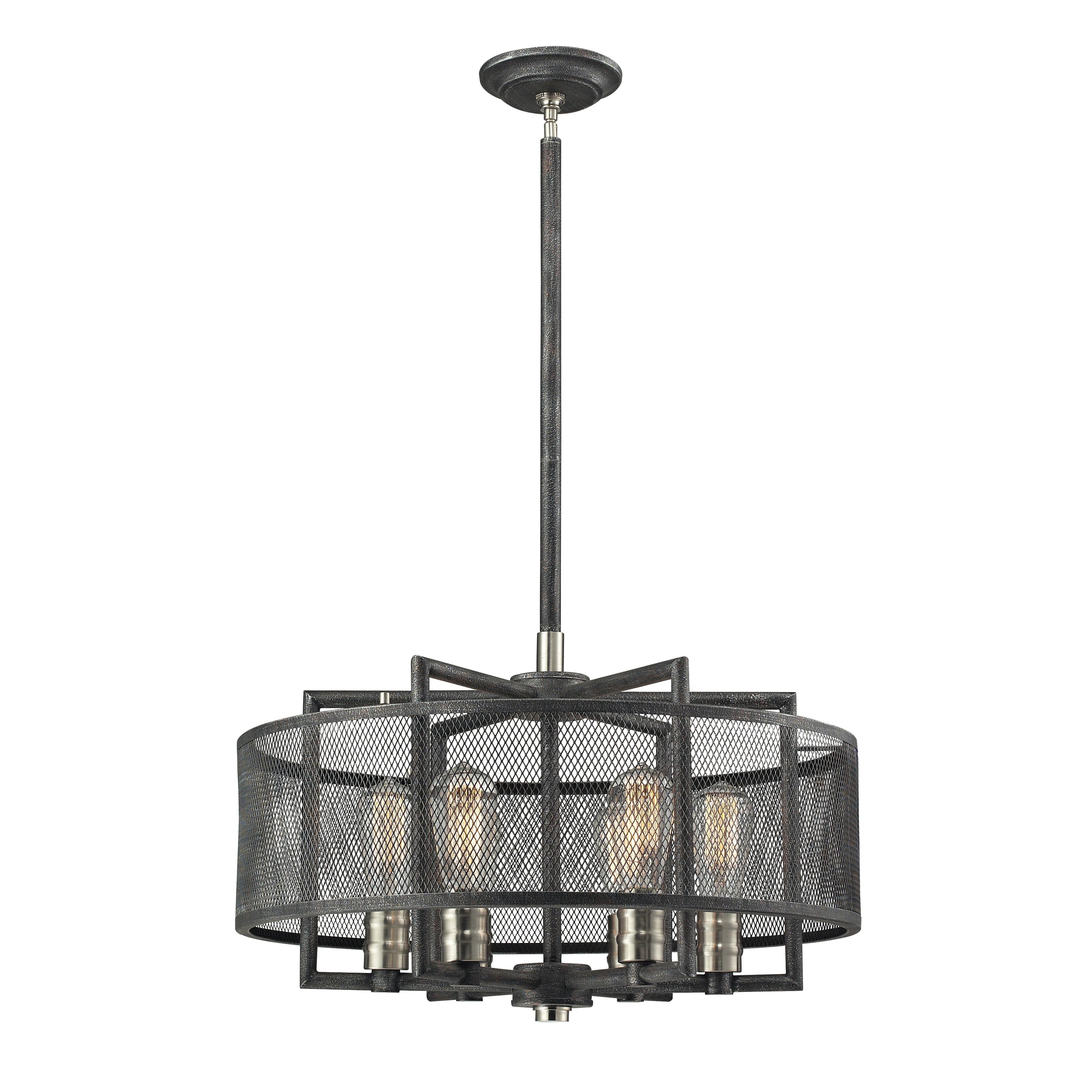 Slatington Metal Round Cage Chandelier in Brushed Nickel