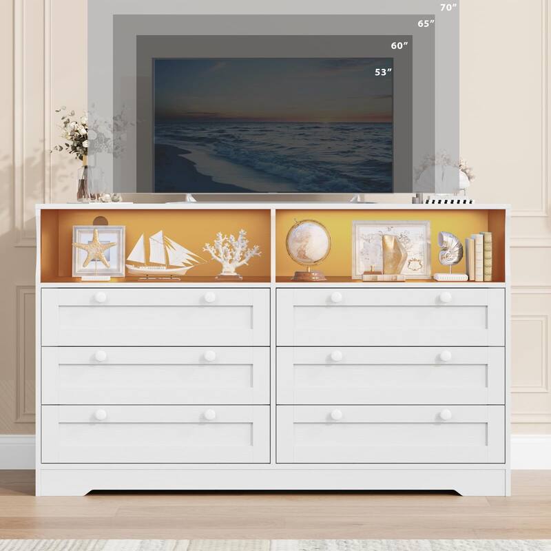 6 Drawer Dresser with RGB LED Lights & Power Outlet