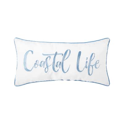 Coastal Life Embroidered Throw Pillow