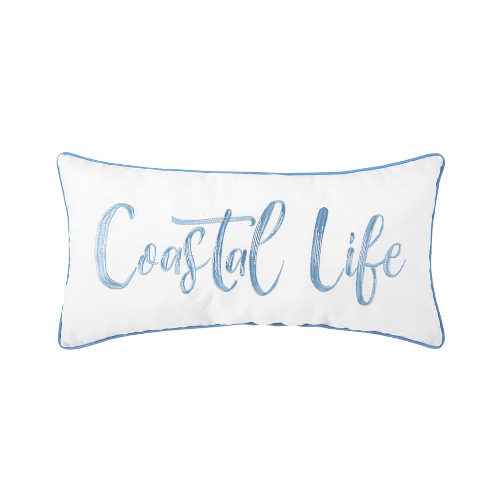 Coastal Life Embroidered Throw Pillow