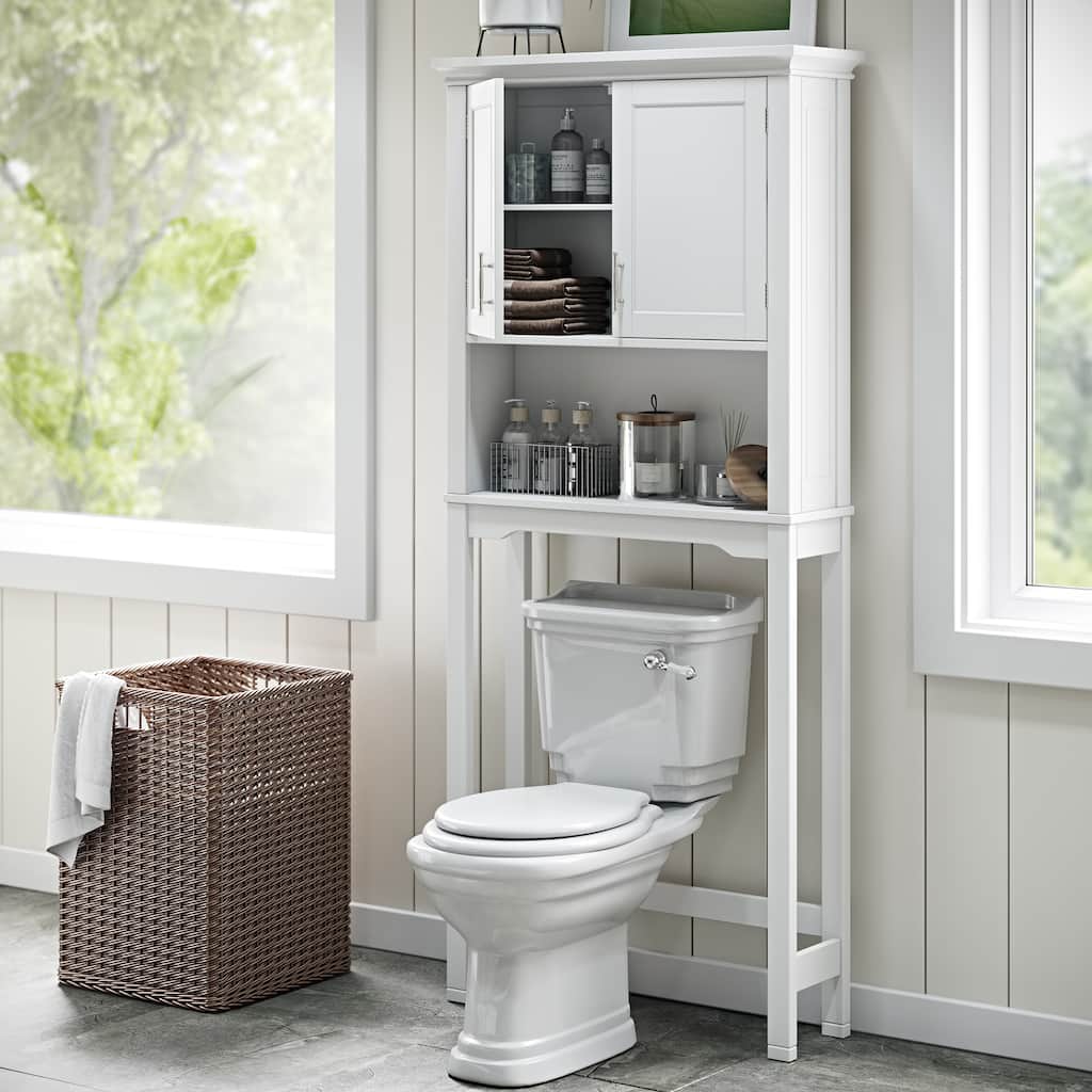 RiverRidge Somerset Over the Toilet Bathroom Spacesaver Wall Medicine Storage Cabinet with Adjustable Shelf - White