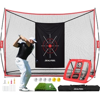 Zealfeel 10 x 7 ft Golf Practice Net: Driving & Chipping Set with Target, Mat & Carry Bag, Foldable - 10 x 7 ft