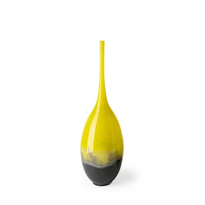 Lovely Yellow and Gray Handblown Spunglass Vase