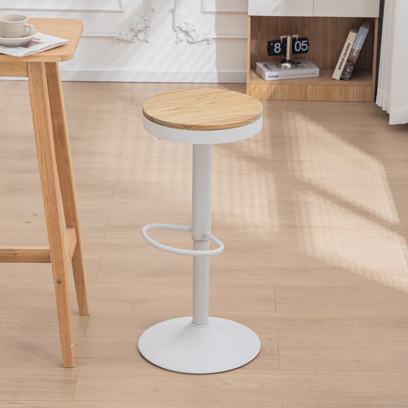 Adjustable Swivel Bar Chairs Backless Round Barstools Set of 2