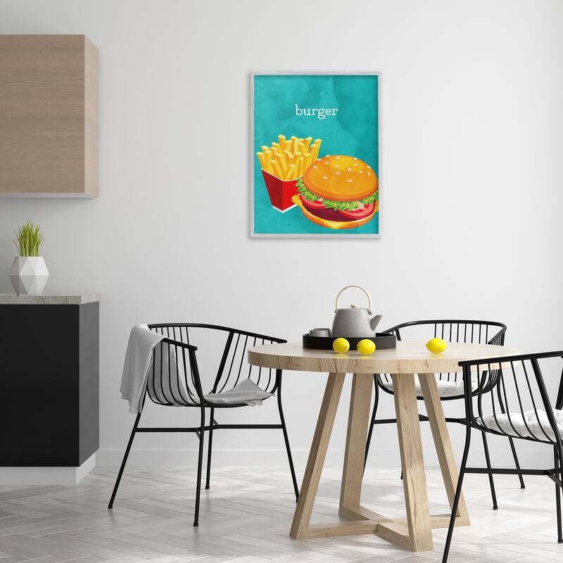 Stupell Satisfying Burger & Fries Framed Giclee Art Design By Kim Allen