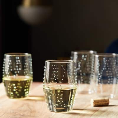 Libbey Prologue Nymph Handmade Dot Tumbler Glasses, Sea Foam, Set of 8 - Set of 8