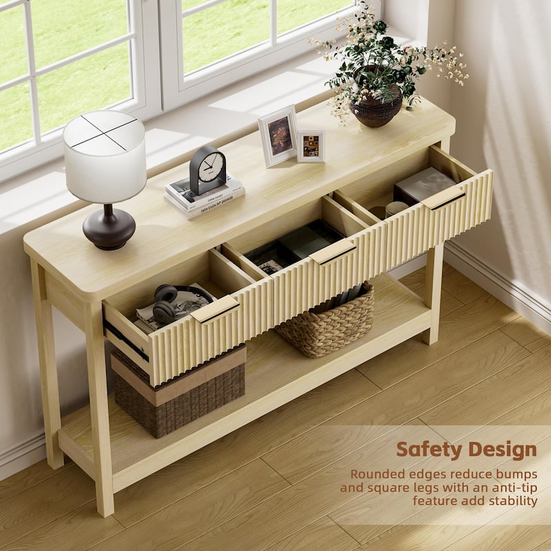 51"Wood Console Sofa Table with 3 Drawers for Living Room