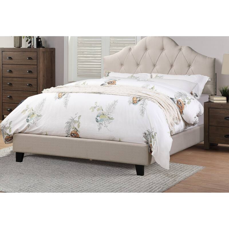 Contemporary Full Size Upholstered Platform Bed Frame with Adjustable Headboard and Button Tufting, Bedroom Furniture
