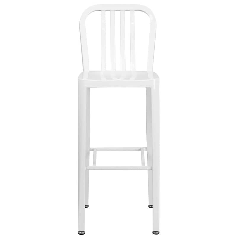 30'' High Metal Indoor-Outdoor Barstool with Vertical Slat Back
