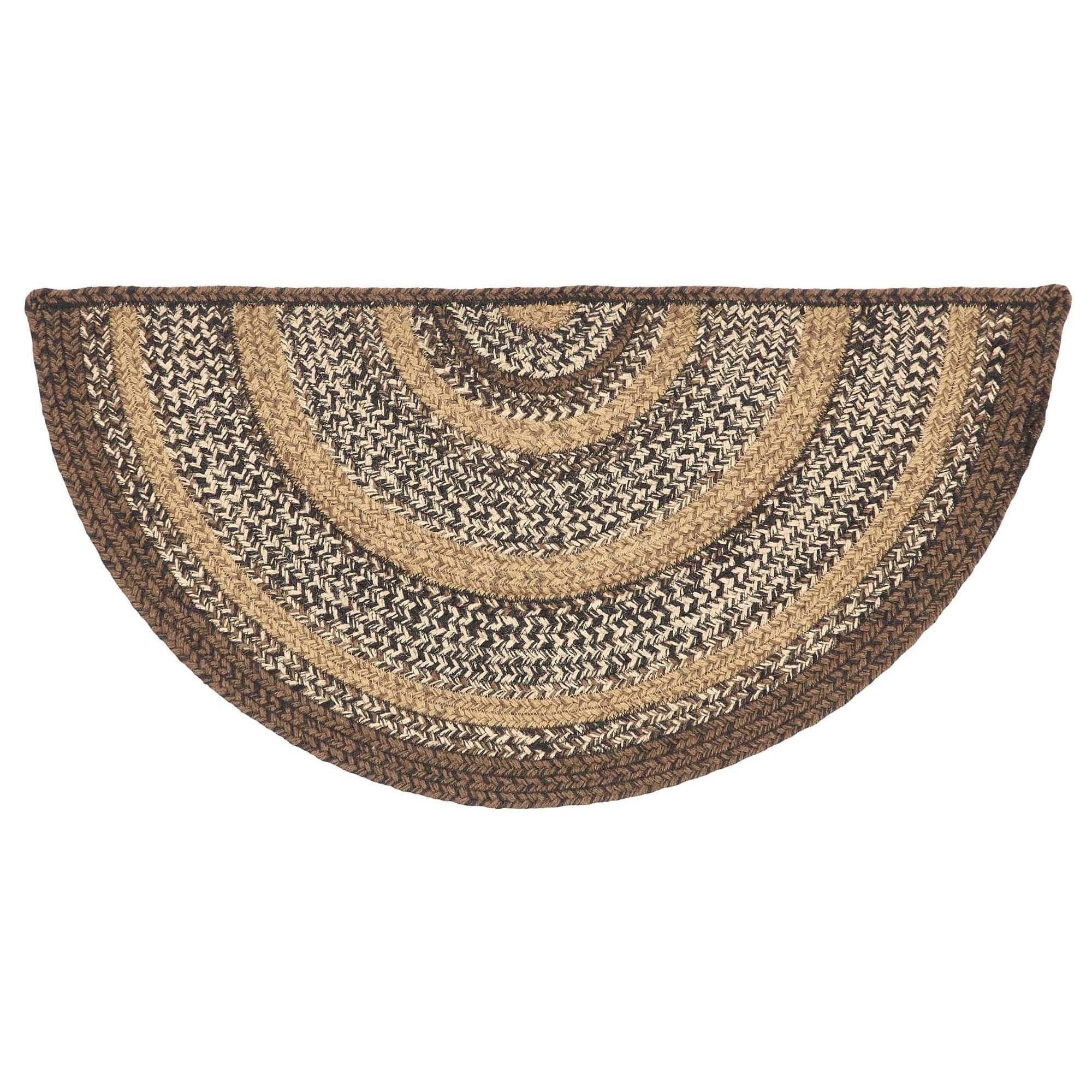Espresso Jute Rug Half Circle w/ Pad 16.5x33 On Sale Bed Bath