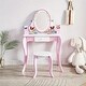 preview thumbnail 3 of 8, Kids Vanity Makeup dresser set with 360 Mirror Drawer Dressing Table Stool Girl - 11.6*39.3*26.7