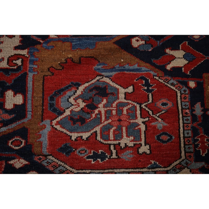 Vegetable Dye Heriz Serapi Persian Large Antique Wool Carpet - 11'1"x 19'5"
