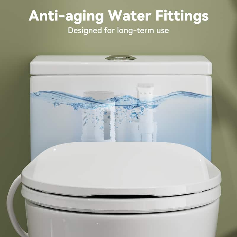 HOROW One Piece Toilet with Non-Electric Bidet Toilet Seat, Elongated ADA Chair Height Toilets with Adjustable Nozzles Seat