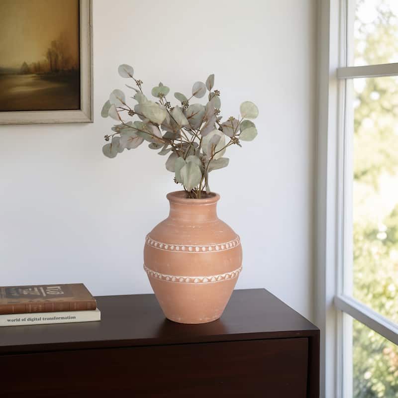 Pottery Terracotta Vase Artisan Style Traditional Classic Silhouette