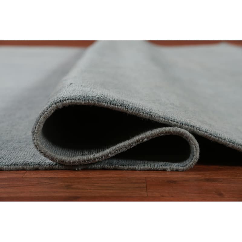Hand Knotted Oriental 100% Wool Carpet Modern Solid Navy Blue & Blues Gabbeh Area Rug - 13' 0'' X 9' 10''