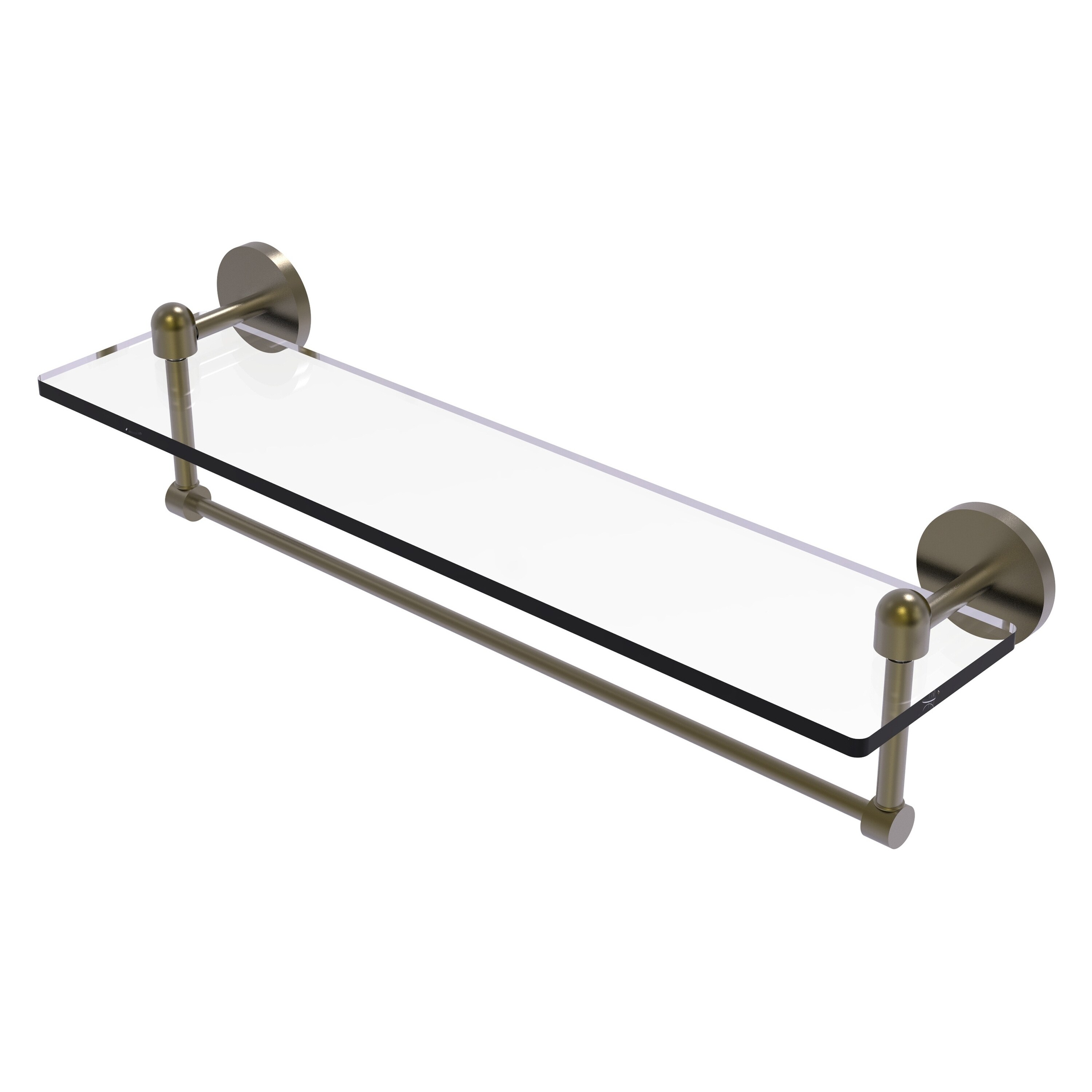 Bathroom glass shelf with best sale towel bar brushed nickel