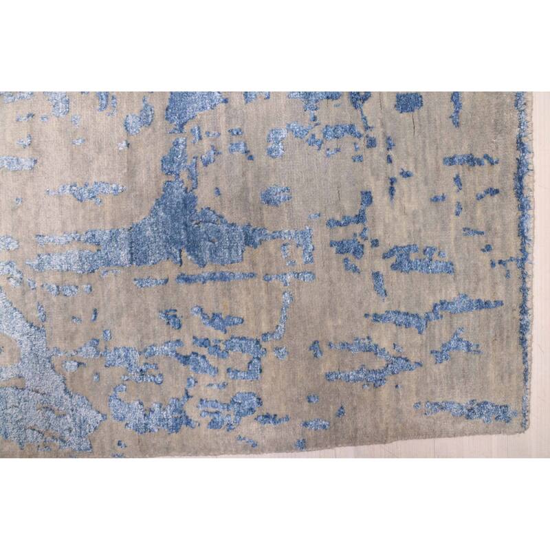 ECARPETGALLERY Hand-knotted Legacy Dark Blue, Sage Silk, Wool Rug - 9'0 x 12'1