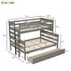 preview thumbnail 47 of 68, Wooden Bunk Bed with Ladder & Guardrails, Solid Wood Low Bunkbeds, can be Convertible into 2 Platform Bedframe