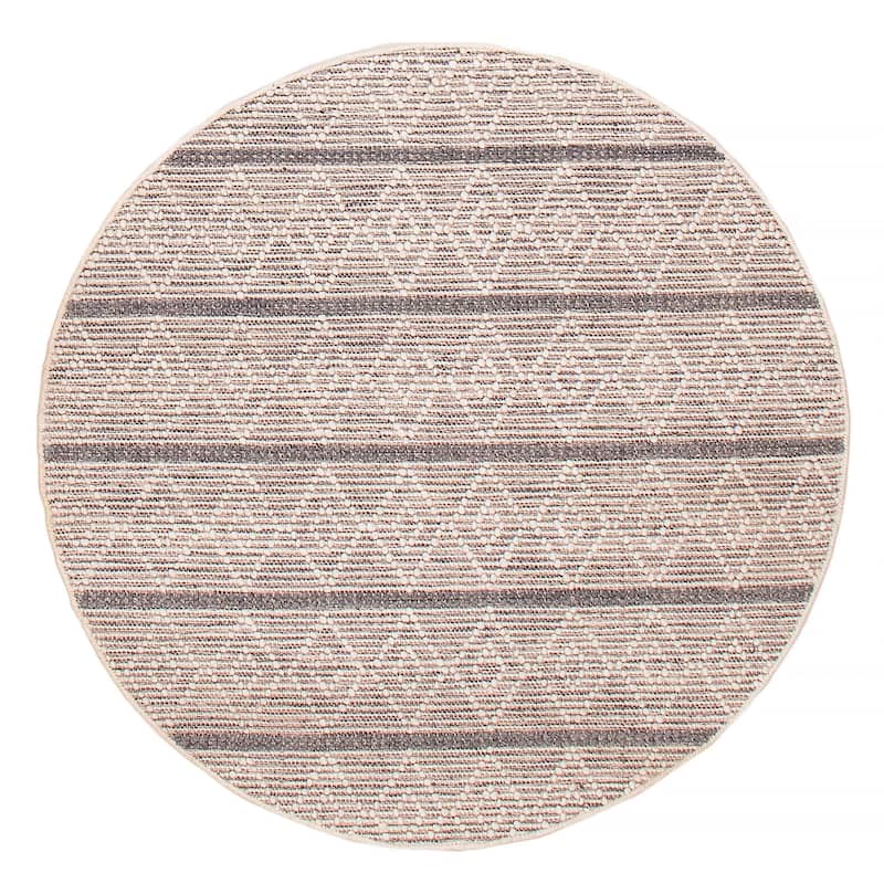 ECARPETGALLERY Braid weave Sienna Cream, Grey Wool Rug - 4'10 x 4'10 - Cream/ Dark Grey - 4'10 x 4'10