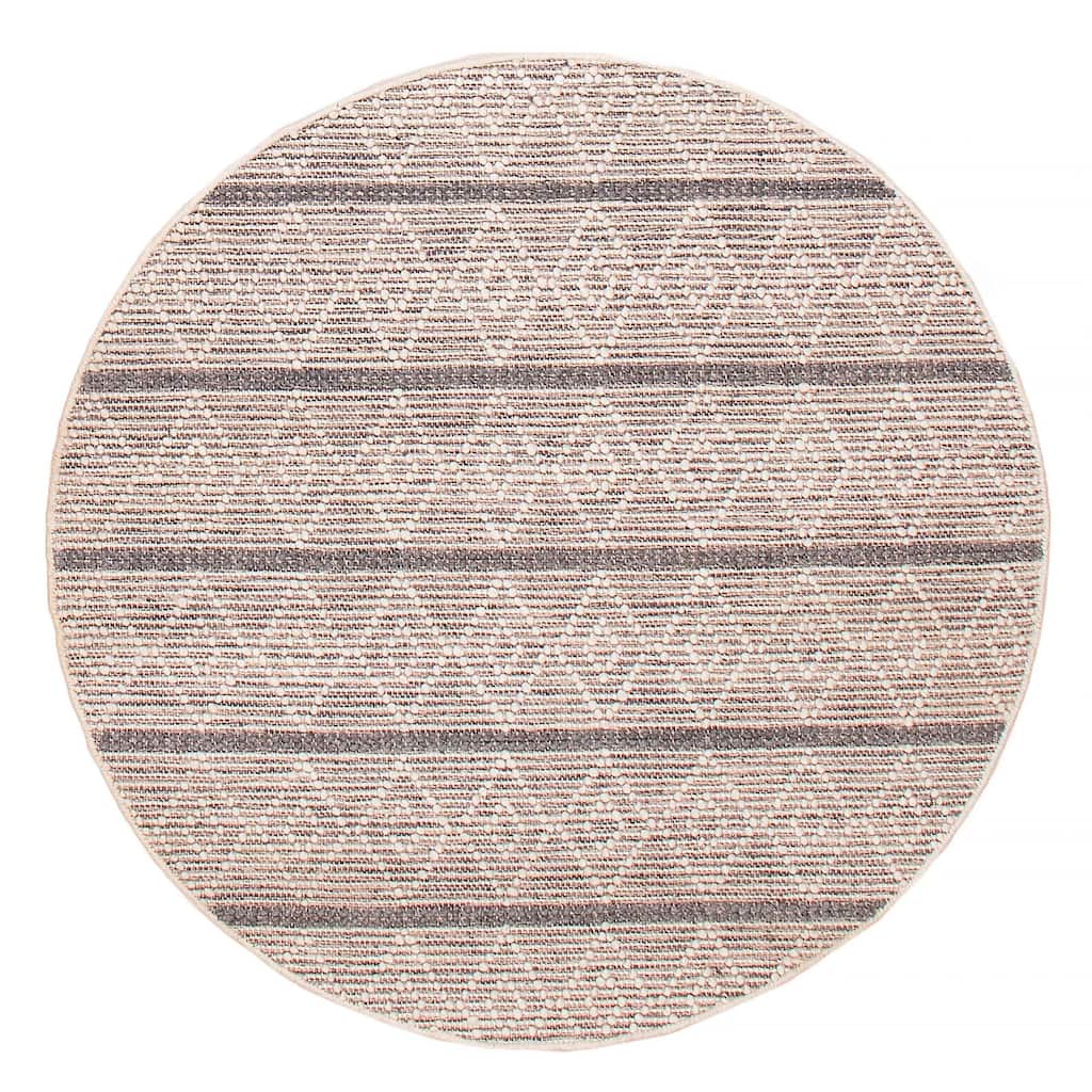 ECARPETGALLERY Braid weave Sienna Cream, Grey Wool Rug - 4'10 x 4'10