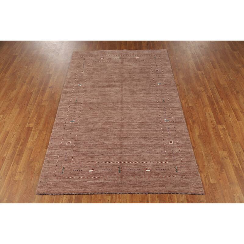Hand Knotted Oriental 100% Wool Carpet Tribal Animal Pictorial Brown Gabbeh Area Rug - 7' 9'' X 4' 11''