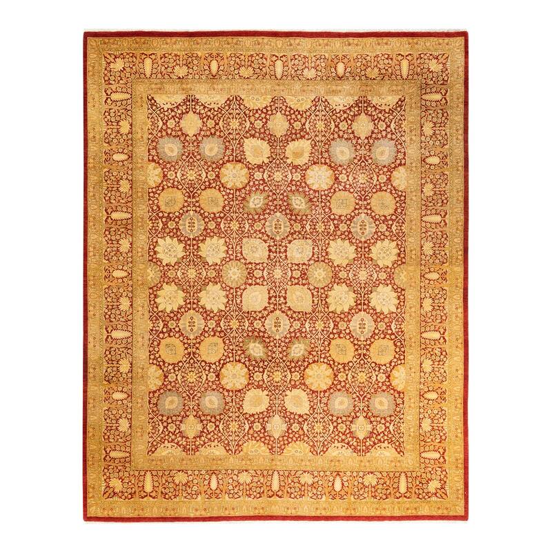 Overton Handknotted Wool Traditional Oriental Orange Area Rug - 8' x 10' - Rust - 8' x 10'