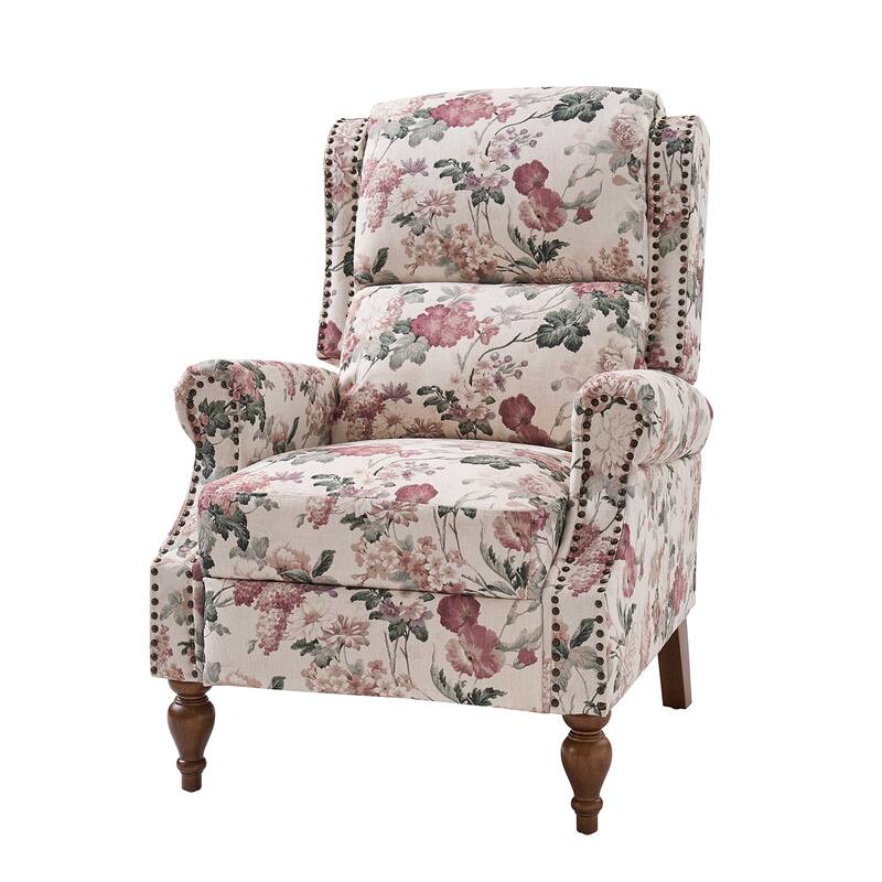 Terri Classic Cutaway Arms with Nailheads Manual Recliner for Living Room by HULALA HOME